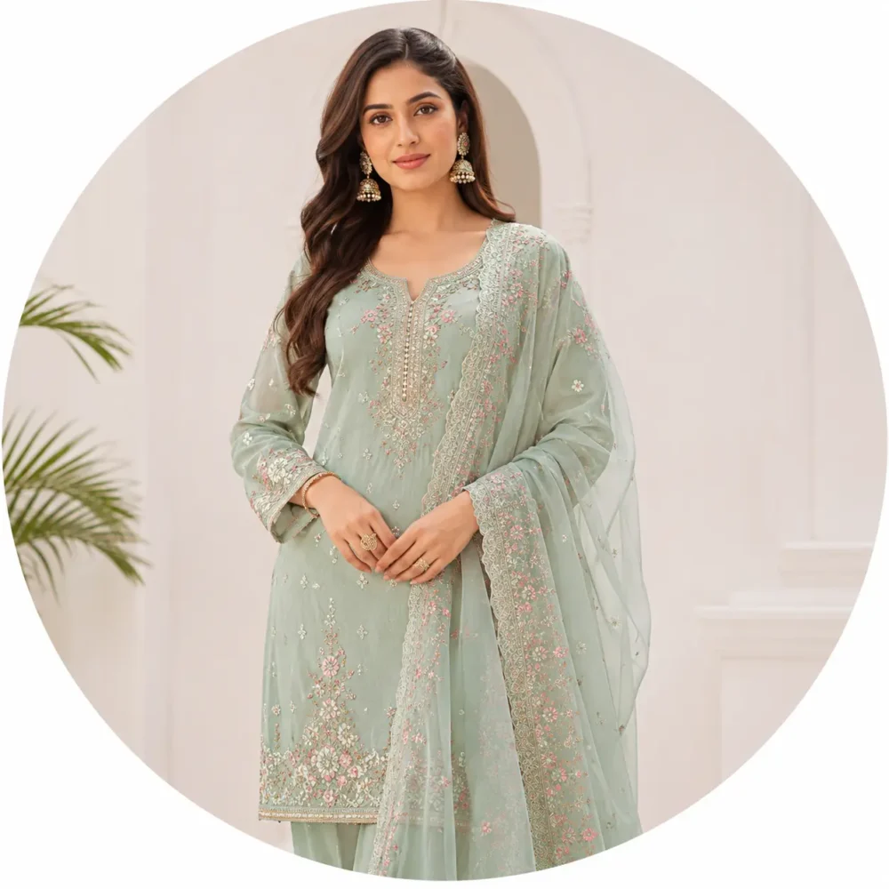 Ivory Printed Straight Suit