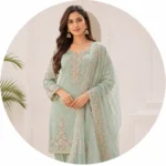 Peach Embroidered Suit Set